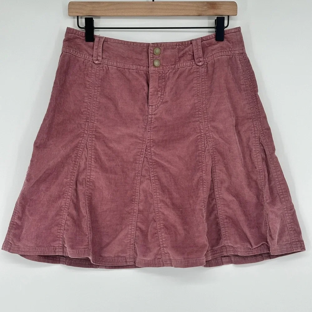 Athleta‎ fine whale Corduroy Mauve wherever Skirt Size 4 Pink Dusty Rose Pocket